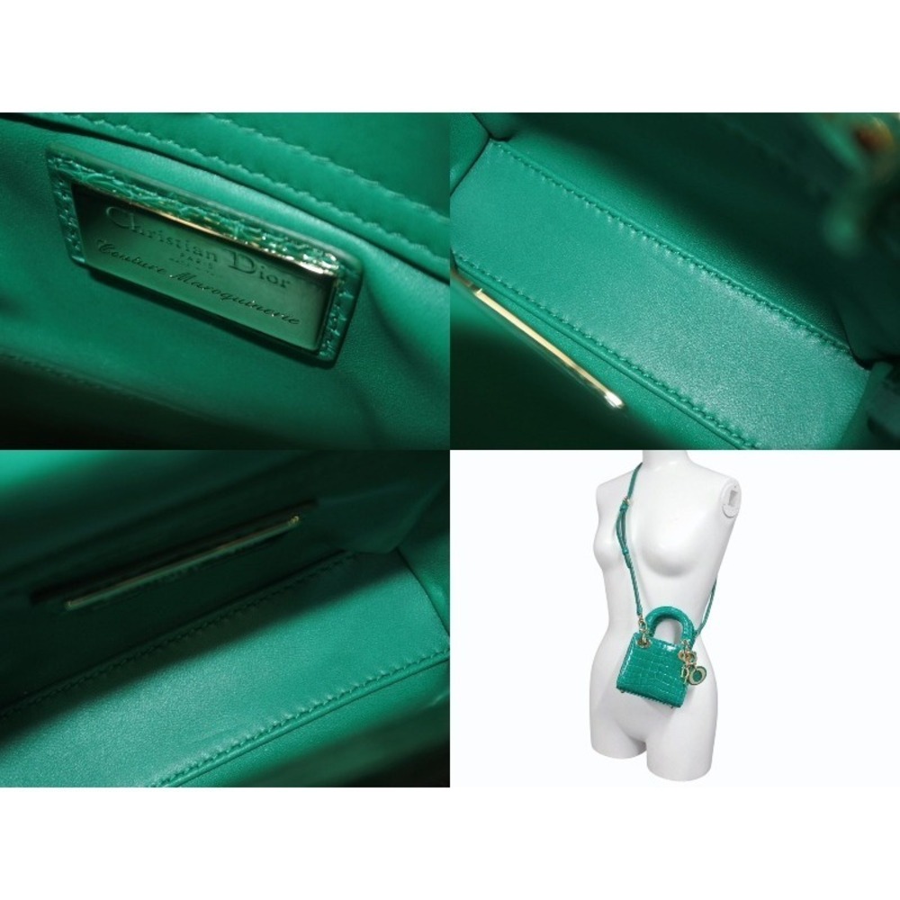 Dior Christian Green Shoulder Lady Crocodile Bag - Picture 8 of 8